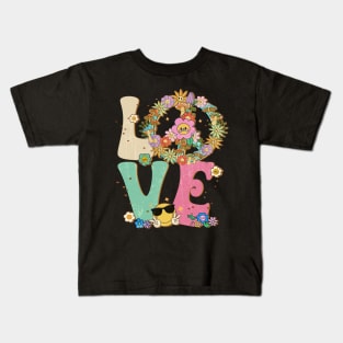 Love Peace Sign 60's 70's Costume Party Outfit Groovy Hippie Kids T-Shirt